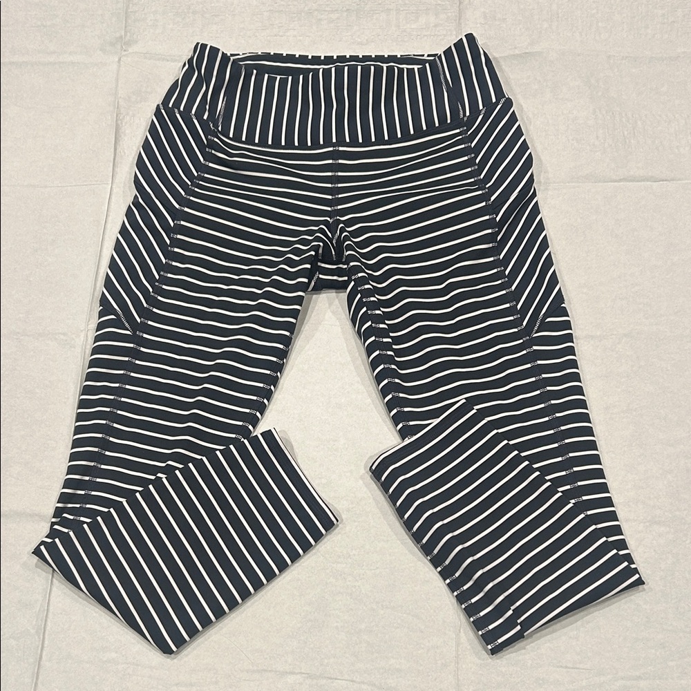 Athleta Navy Striped Pocket Leggings size Small